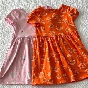 Kids Pumpkin and Pink Dress Set